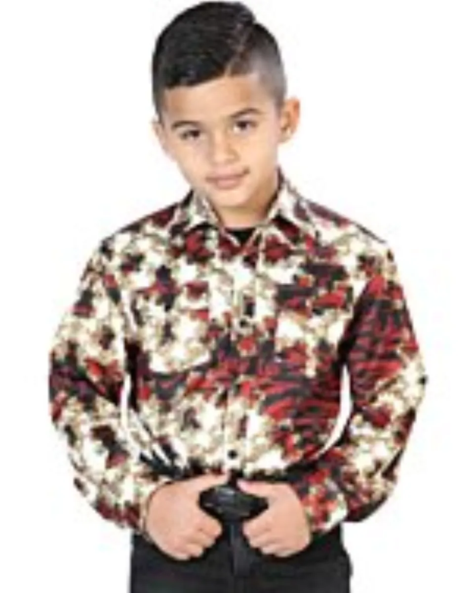 Camisa Casual De Niño Color Burgundy 44104