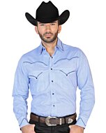 CAMISA VAQUERA ESTAMPADA Y BORDADA EL GENERAL 2019-144 COLOR AZUL REY