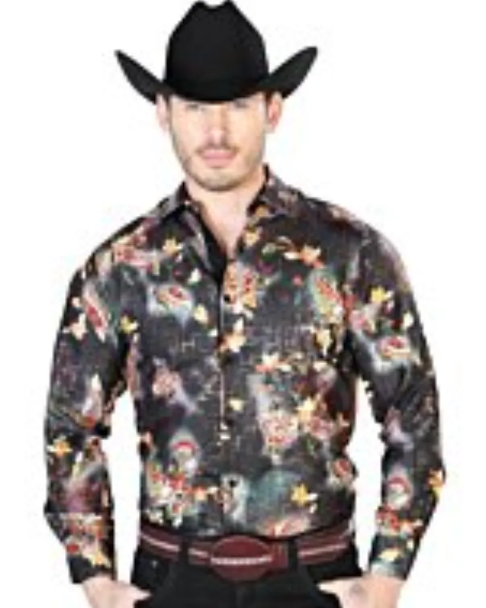 Camisa Vaquera Color Negro-Multicolor ESDLC 43813