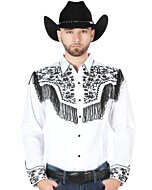 Camisa Vaquera Blanca Bordado Y Barbas Negros 44223