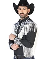 Camisa Vaquera Negra Con Bordado Y Barbas Blancas 126707