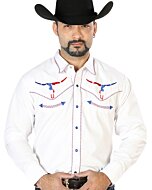 Camisa Blanca Bordada Calavera Toro Bighorn Texas 126672