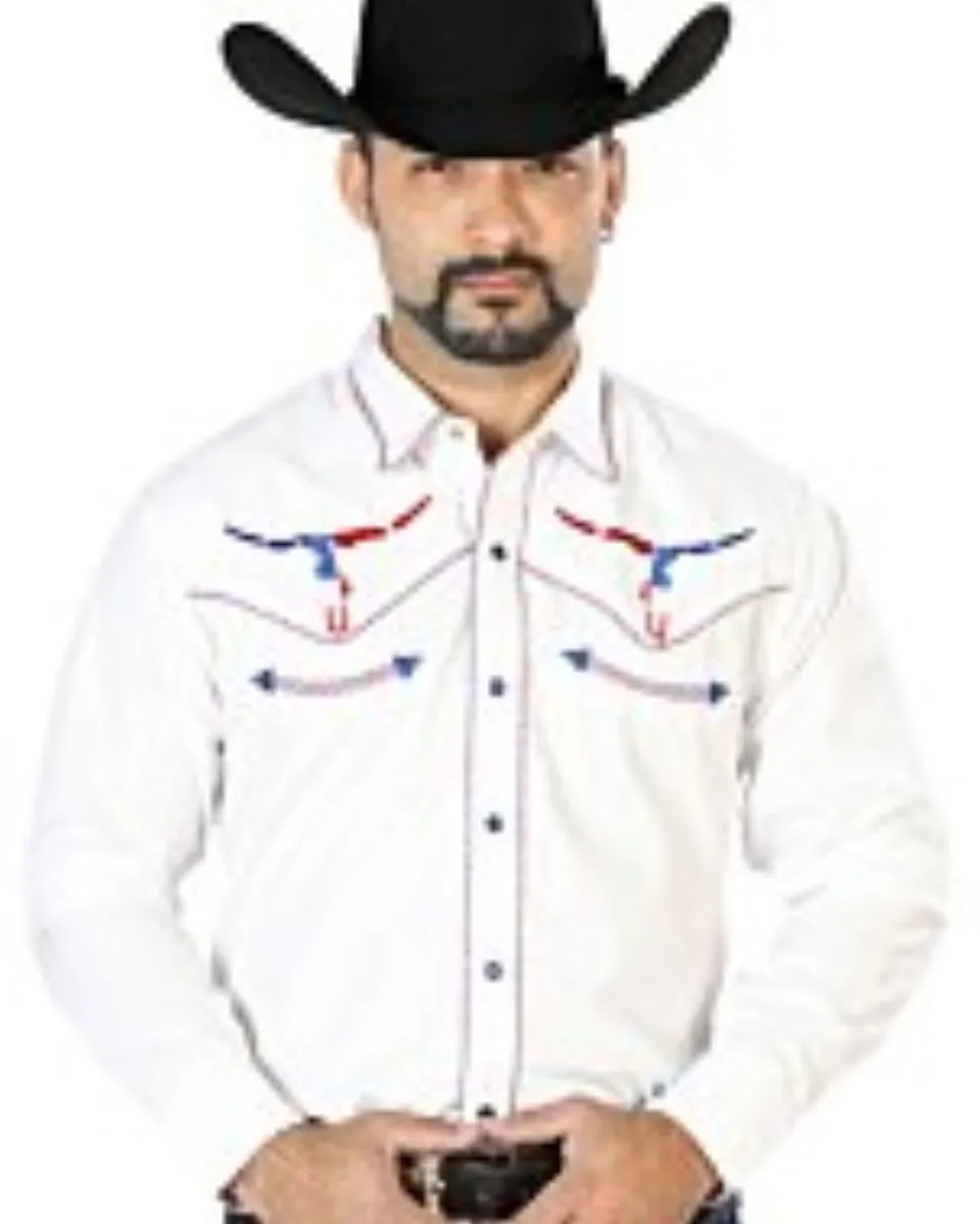 Camisa Blanca Bordada Calavera Toro Bighorn Texas 126672