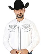 Camisa Blanca Bordada Calavera De Toro Con Estrella 126677