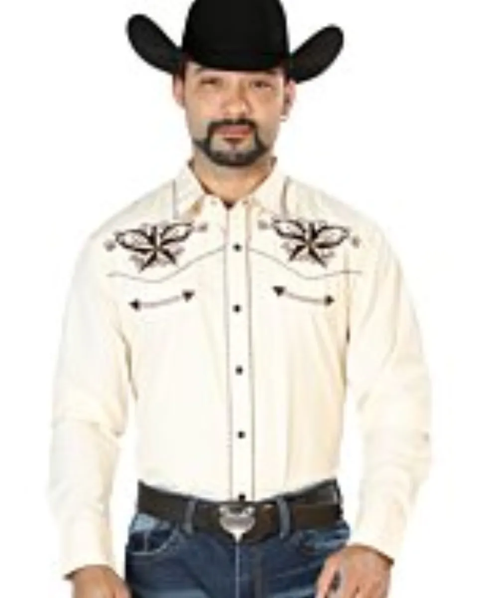 Camisa Vaquera Beige Bordada Estrella 126684