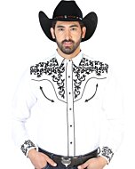 Camisa Vaquera Bordada Blanca Con Negro 126702