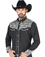 Camisa Vaquera Bordada De Lujo Negra 126704