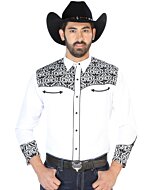Camisa Vaquera Bordada De Lujo Blanca 126705