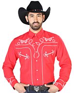 Camisa Blanca Bordada Con Diseño De Soga Y Espuelas