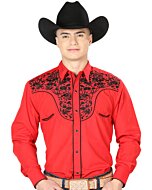 Camisa El Señor DL Cielos Bordada Rojo-Negro Vaquera 43298