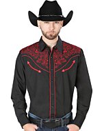 Camisa El Señor DL Cielos Negra Bordado Rojo Vaquera 44187