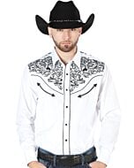 Camisa El Señor DL Cielos Blanca Bordado Negro Vaquera 44188