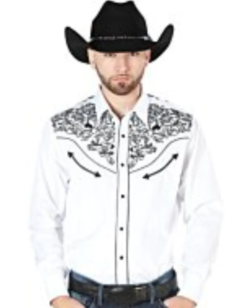 Camisa El Señor DL Cielos Blanca Bordado Negro Vaquera 44188
