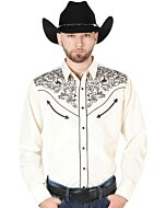Camisa El Señor DL Cielos Bordada Beige Vaquera 44189