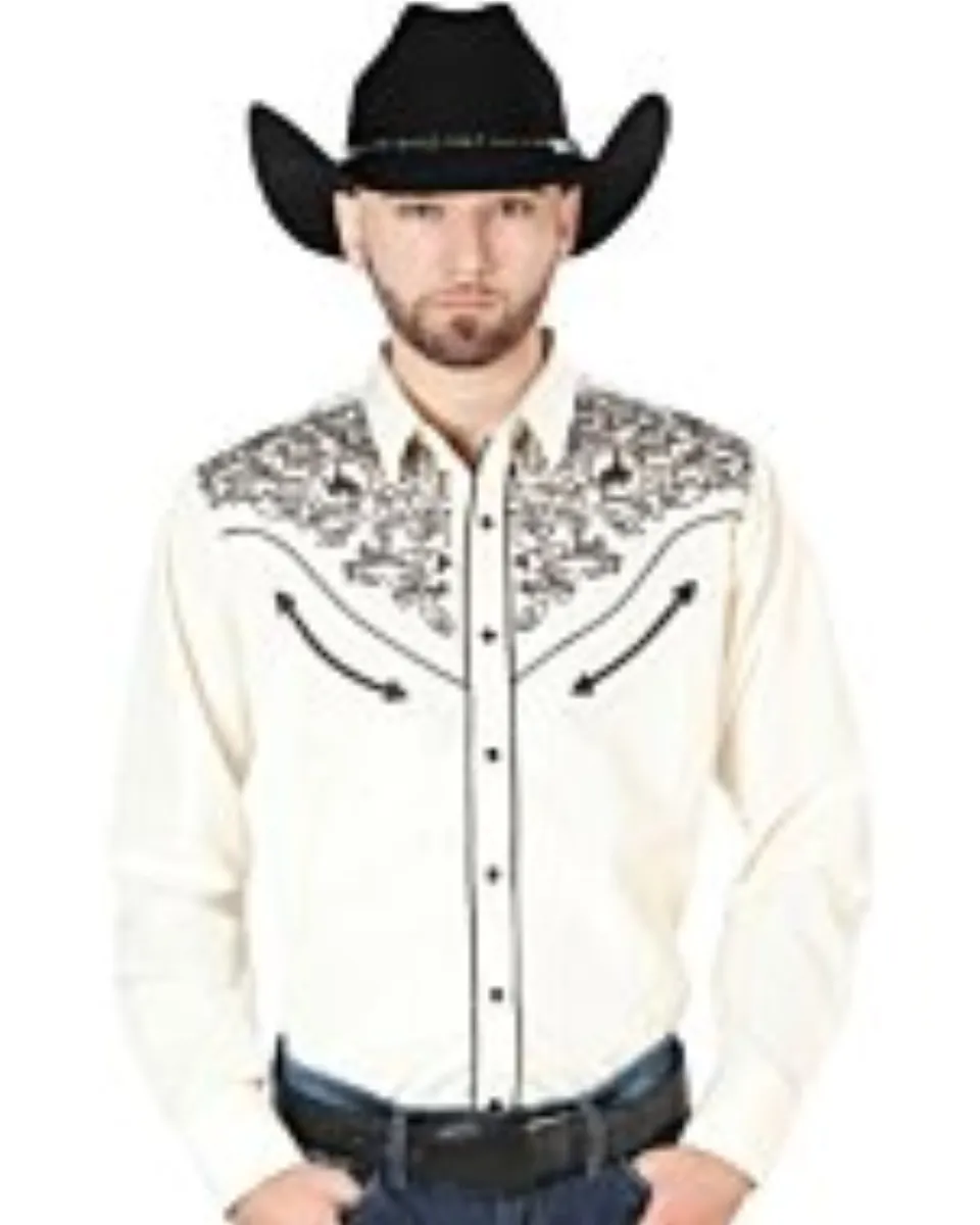 Camisa El Señor DL Cielos Bordada Beige Vaquera 44189