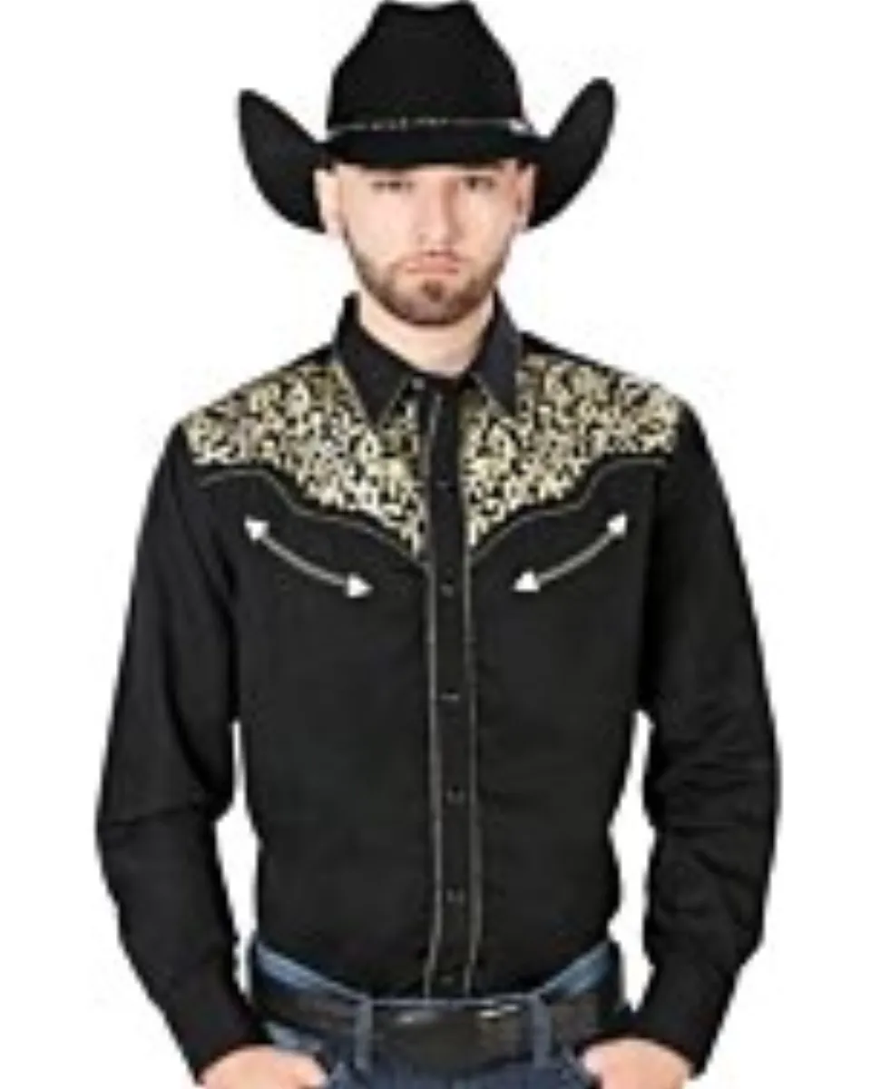 Camisa Vaquera Negra Bordada El Señor DL Cielos 44192