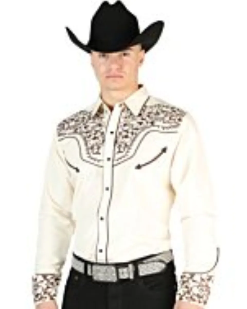 Camisa Beige Vaquera Bordada El Señor DL Cielos 44196