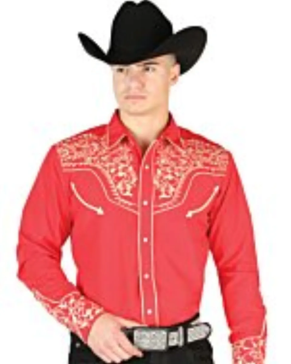 Camisa Roja Vaquera Bordada El Señor DL Cielos 44197