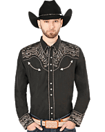 Camisa Vaquera Bordada El Señor De Los Cielos Color Negro