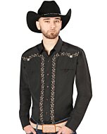 Camisa Vaquera Bordada El Señor De Los Cielos Color Negro