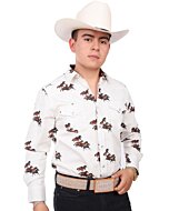 Camisa Vaquera Blanca Con Estampado De Caballos WD 11-881