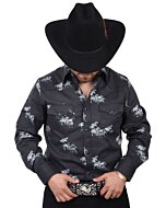 Camisa Vaquera Negra Con Caballos WD 11-883