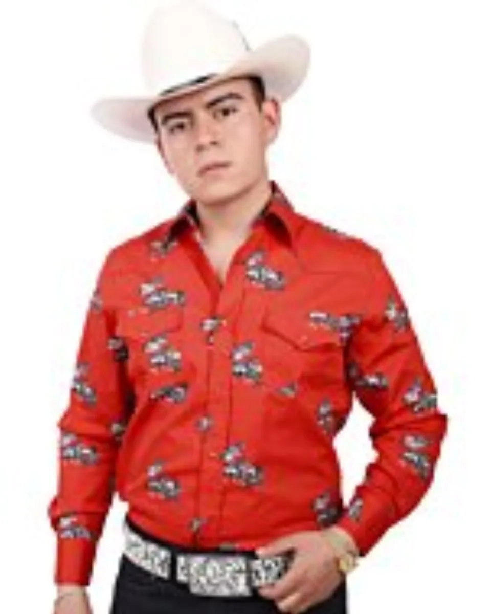 Camisa Vaquera Roja Con Caballos WD 11-884