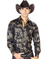 Camisa Vaquera Fina Color Negro-Oro ESDLC 43570