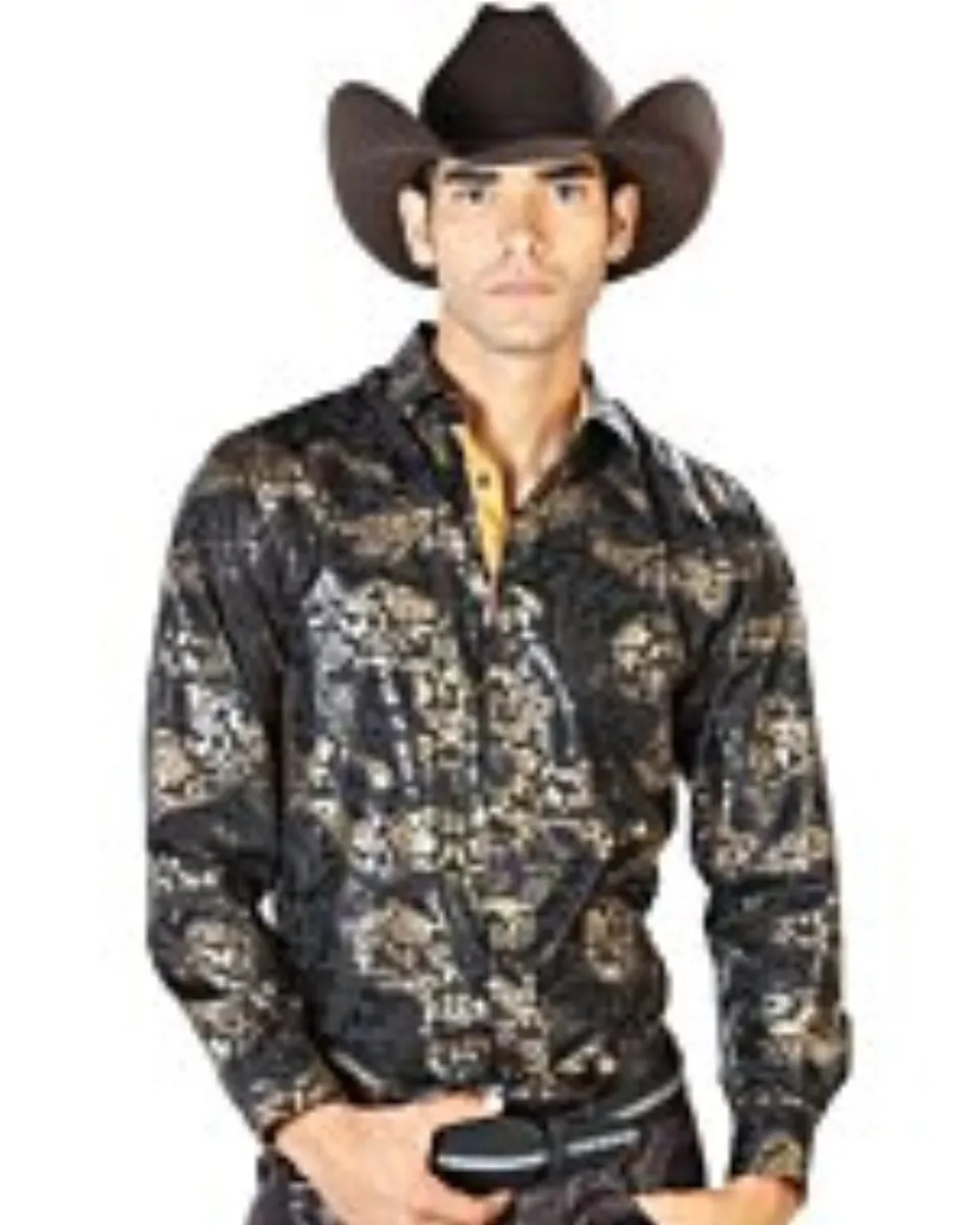 Camisa Vaquera Fina Color Negro-Oro ESDLC 43570