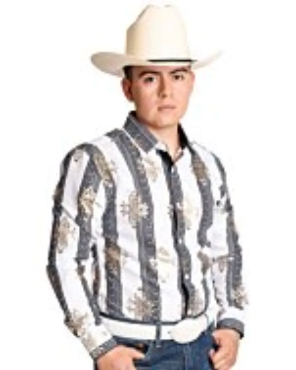 Camisa Vaquera Blanca Con Grecas WD 11-887