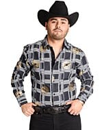 Camisa Vaquera Diseño De Grecas Color Negro-Blanco WD 11-897