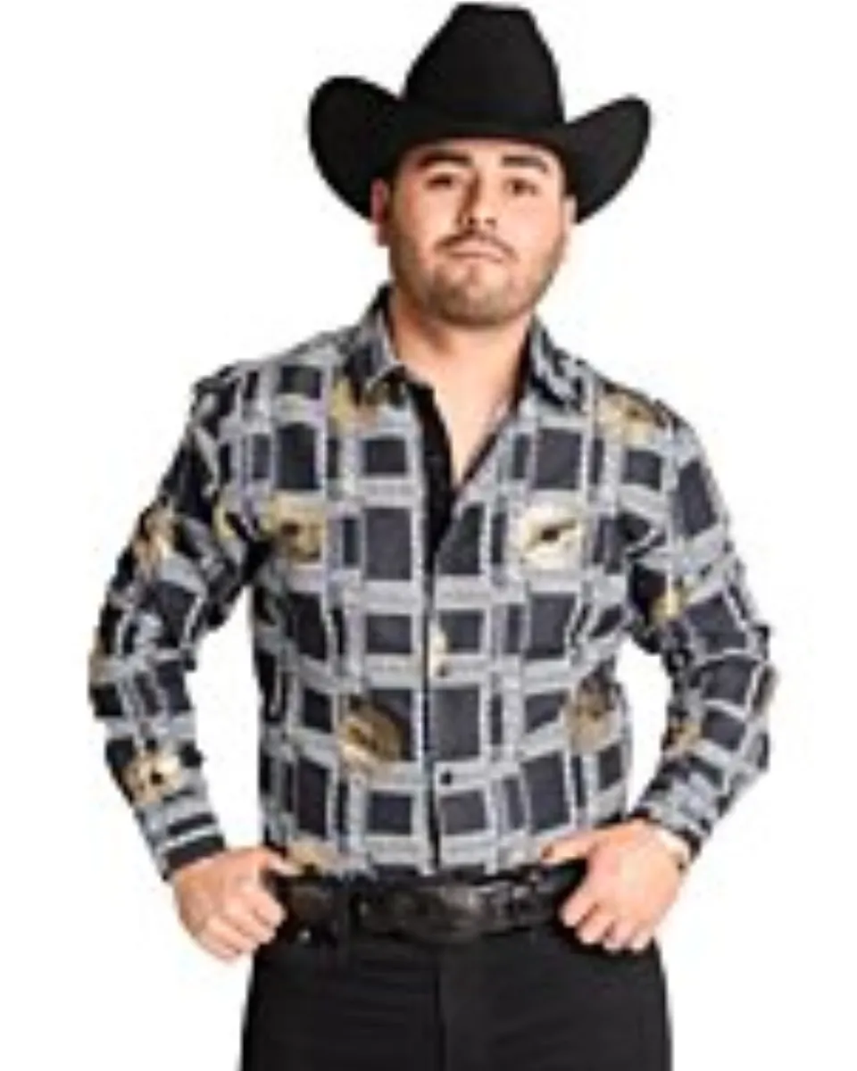 Camisa Vaquera Diseño De Grecas Color Negro-Blanco WD 11-897