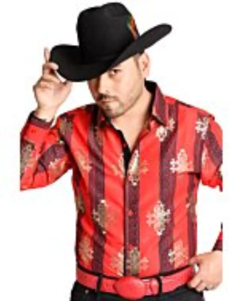 Camisa Vaquera Roja Con Grecas WD 11-888