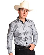 Camisa Vaquera Color Gris Con Estampado Negro WD 11-889