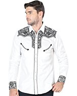Camisa Vaquera Bordada Blanca Lamasini 2203