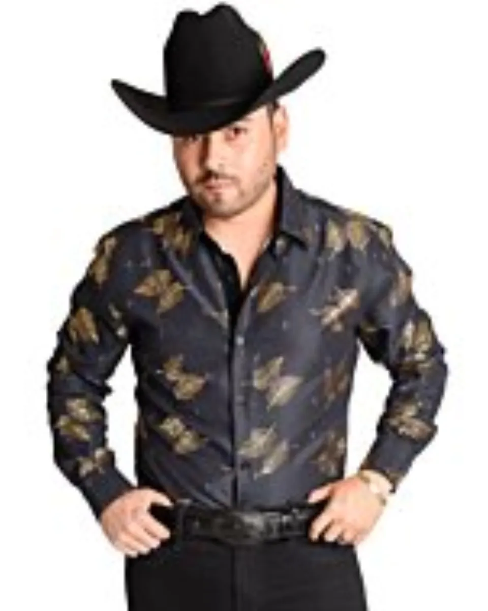 Camisa Vaquera A Cuadros Negra-Oro WD 11-890