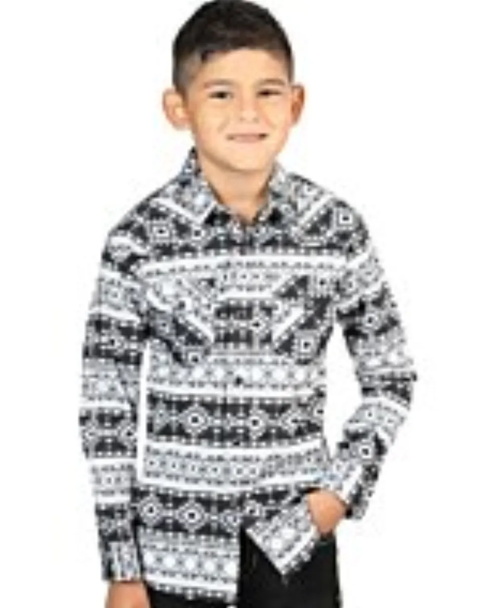 Camisa Color Blanco Con Negro Vaquera Para Niño El General 44411