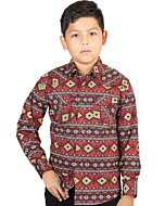 Camisa Color Burgundy-Multicolor Vaquera Para Niño El General 44413