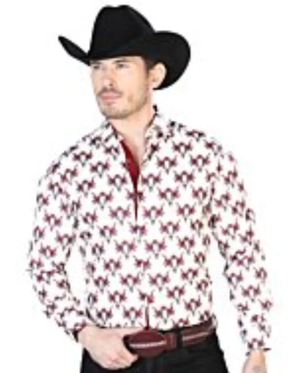 Camisa Vaquera Calavera De Toro ESDLC 43683 Color Marfil