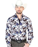 Camisa Vaquera Fina ESDLC 43692 Color Taupe Diseño Caballos