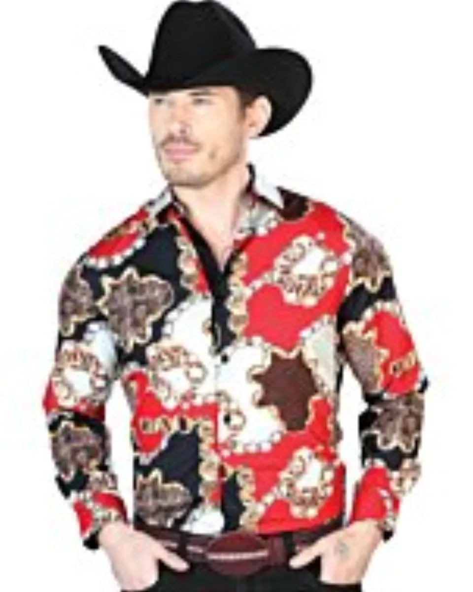Camisa Vaquera Fina ESDLC 43700 Color Negro Y Rojo