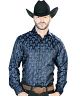 Camisa Negra Con Azul Jacquard Centenario 43707