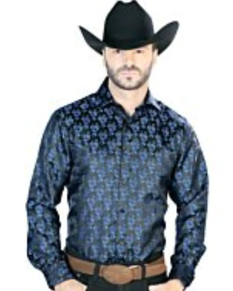 Camisa Negra Con Azul Jacquard Centenario 43707