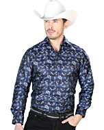 Camisa Jacquard Fina Color Azul Centenario 43747
