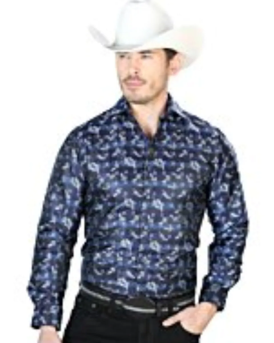 Camisa Jacquard Fina Color Azul Centenario 43747
