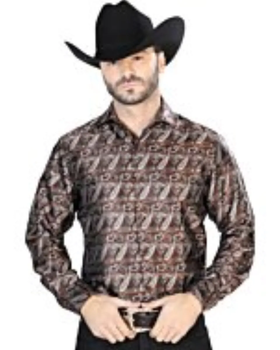 Camisa Fina Jacquard Centenario 43751 Color Café