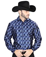 Camisa Fina Jacquard Centenario 43755 Color Azul