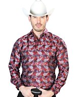 Camisa Roja-Azul Jacquard Fina Centenario 43766