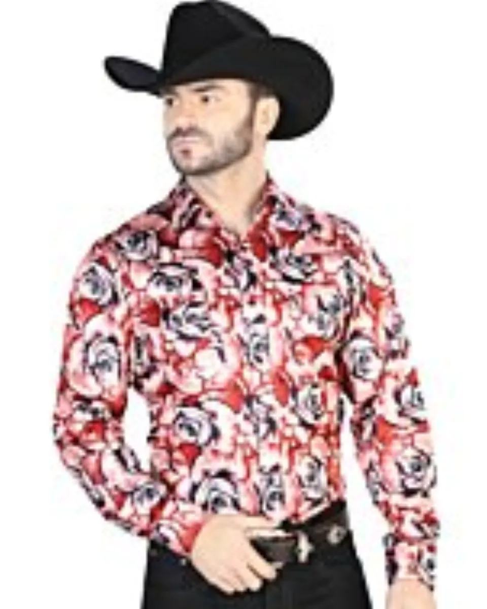Camisa Roja Casual Estampado Rosas ESDLC 44068
