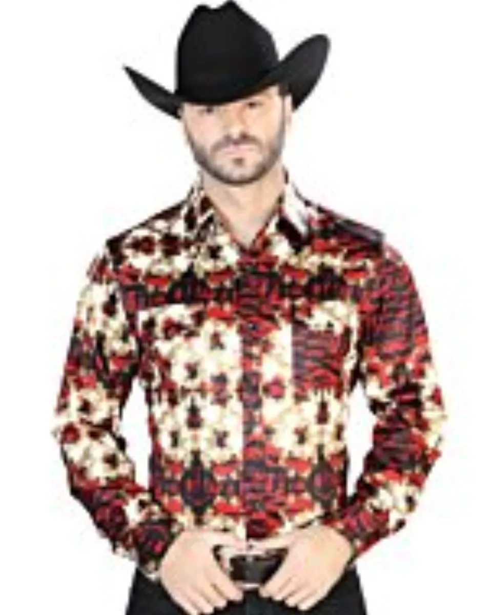 Camisa Vaquera Estampada ESDLC 44103 Color Burgundy